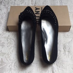 Black Suede Flats with Studded Flirty Detail